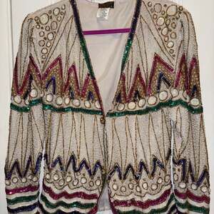 Vintage Eve's Allure Silk Heavily Beaded and Sequined Evening Jacket WOW